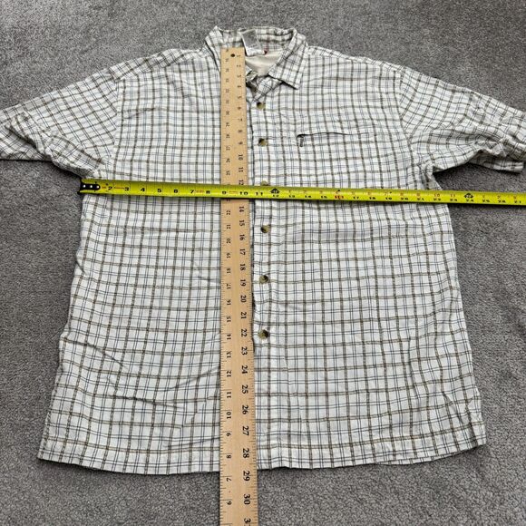 The North Face Y2K Button Down Shirt Mens Medium White Brown Plaid Short Sleeve - Picture 8 of 11
